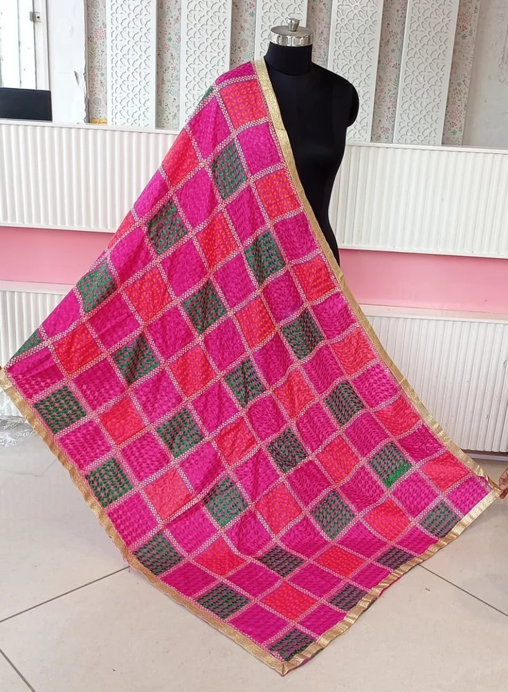 Pink phulkari dupatta